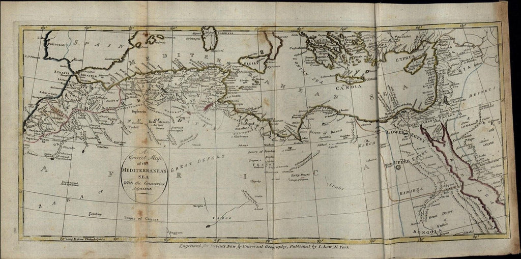 Mediterranean Sea North Africa Sicily Cyprus rare c. 1799 antique early map