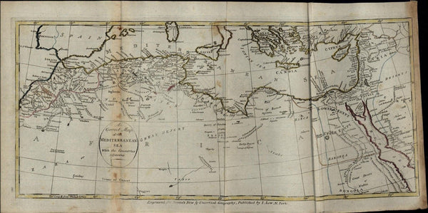 Mediterranean Sea North Africa Sicily Cyprus rare c. 1799 antique early map