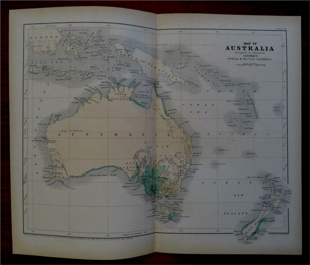 Australia Papua New Guinea Solomon Islands New Zealand 1856 Boynton engraved map