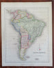 South America Brazil Peru Chile Colombia Venezuela c. 1850 Archer engraved map