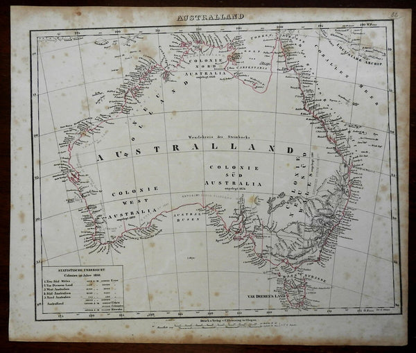 Australia Colonies New South Wales Tasmania West Australia 1849 Flemming map