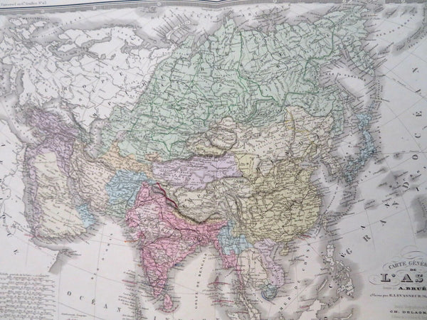 Asia Qing China Japan Korea India Iran 1875 Brue large detailed map hand color