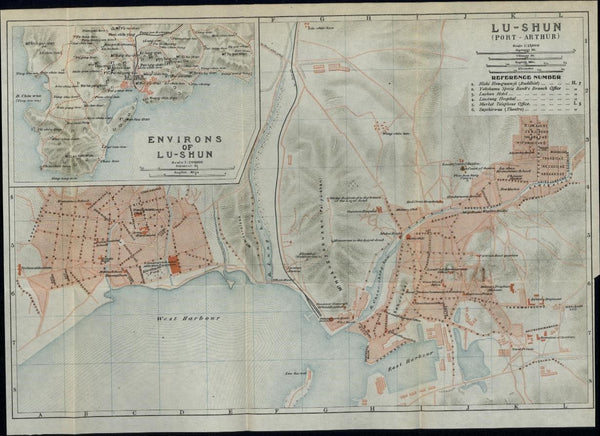 Port Arthur Lushunkou District Manchuria China 1913 scarce city plan map Japan