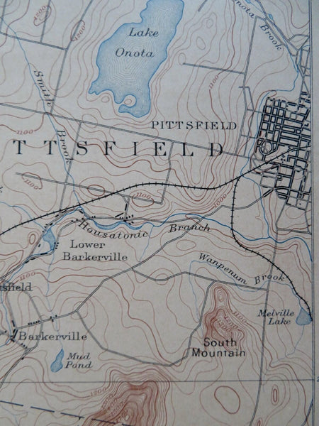 Pittsfield Great Barrington Richmond 1900 topo chart railroads Shaker village