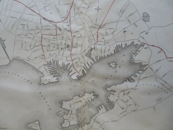 Gloucester Massachusetts City Plan cemeteries docks churches 1891 Walker map