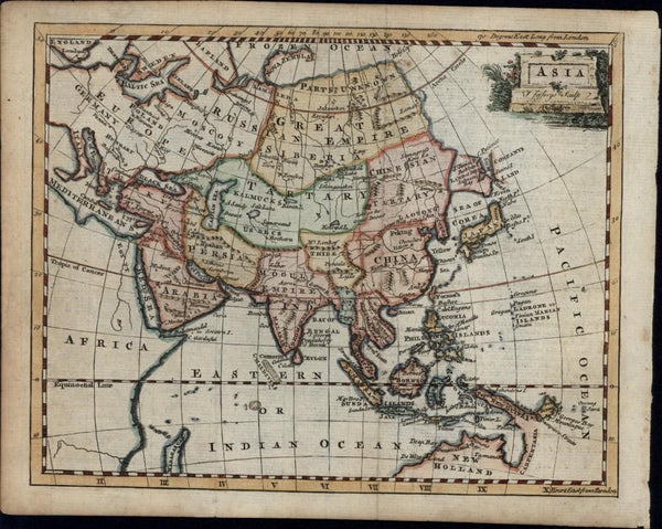 Asia Tibet Mogul Empire Persia Arabia New Holland Tartary China 1758 antique map