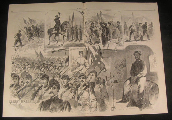 Songs of War Union Soldiers Civil War Homer 1861 antique wood engraved print