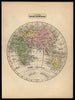 World spheres pair Eastern Western America Africa 1853 Boynton small old map