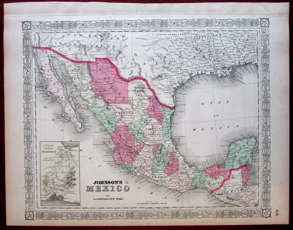 Mexico Texas 1867 Johnson territorial Arizona Tehuantepec Isthmus inset