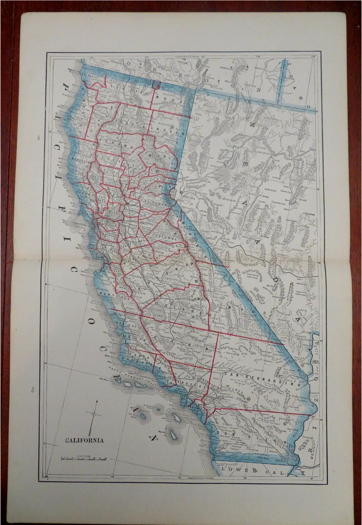 California State by itself 1886-92 People's large map