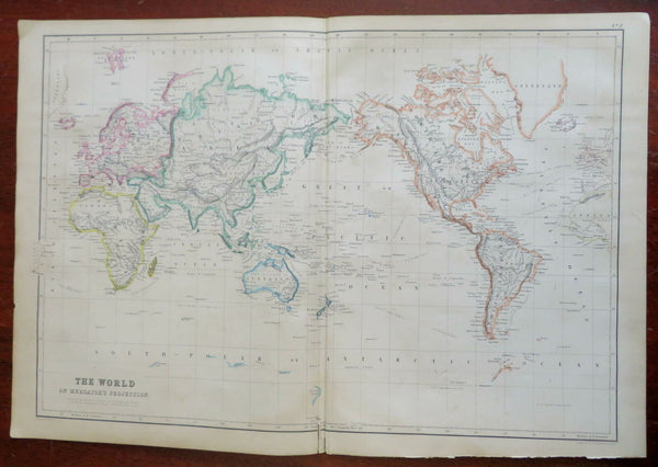 World Map on Mercator's Projection 1860 Weller & Bartholomew large color map