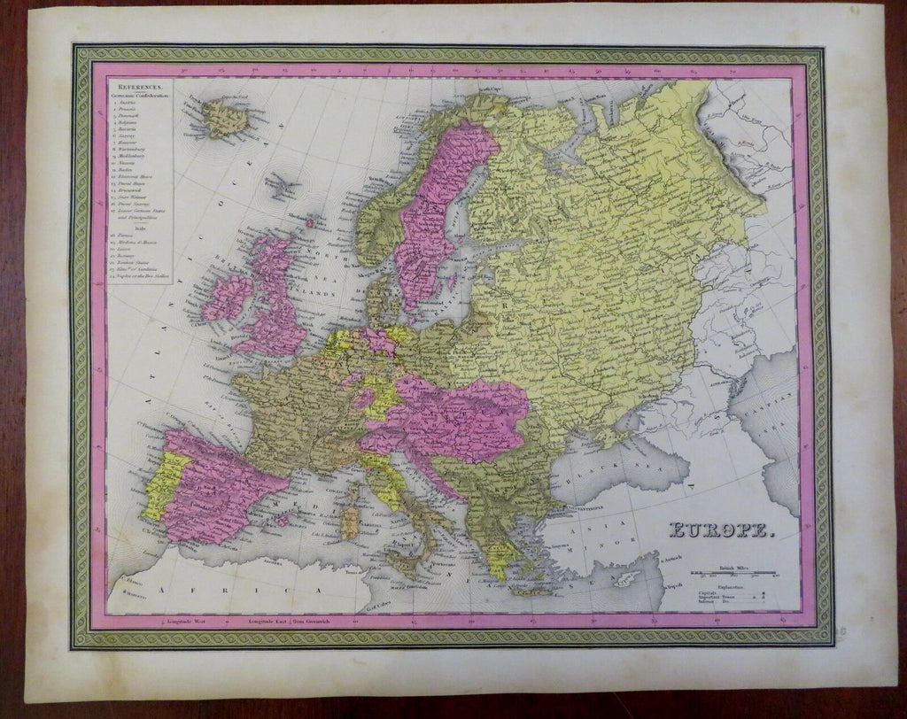 Europe France Germany Ottoman Empire Russia 1848 Cowperthwait Mitchell map