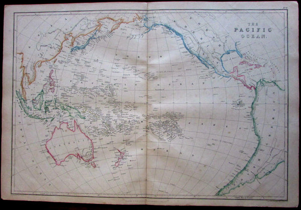 Australia Pacific Ocean Asia 1860's Weller antique map