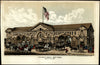 Fulton Ferry building carriages 1864 New York city view lithographed print