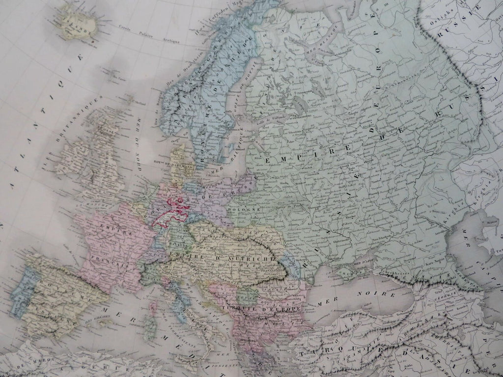 Europe Germany France Ottoman Empire Italy 1861 Tardieu large hand color map