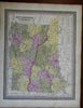 New Hampshire Vermont County Maps White Mountains Portsmouth 1846-9 Mitchell map