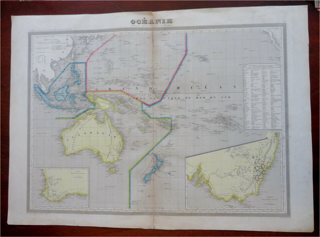 Oceania Australia New Zealand Polynesia Indonesia Papua New Guinea c.1845 map