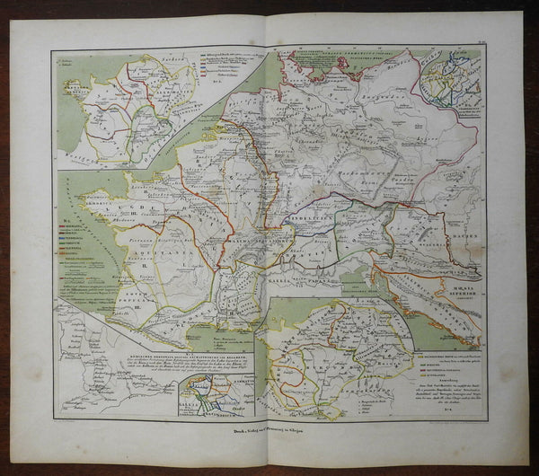 Frankish Empire Kingdom of Lombards Charles Martel 1848 Mahlmann historic map