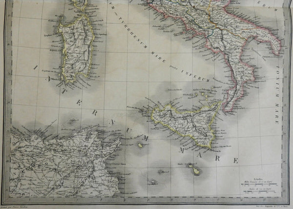 Ancient Italy Roman Empire Cisalpine Gaul Latium 1842 Lapie large folio map