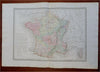 Physical & Hydrographical Map of France River Systems Loire 1849 Thierry map