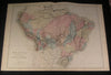 Brazil Bolivia Peru Ecuador South America 1875 fine large old hand color map