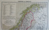 Sweden and Norway Scandinavia Stockholm 1886 Flemming detailed map