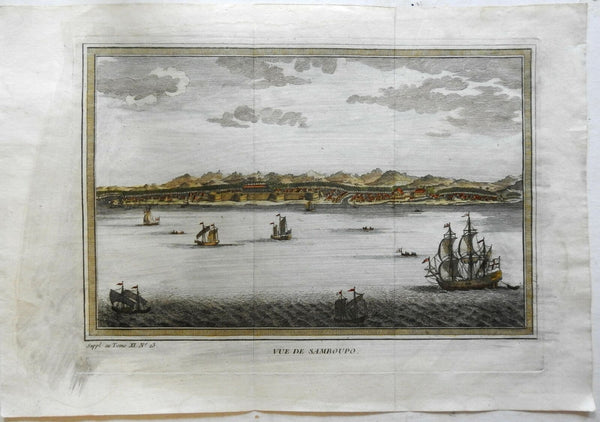 Samboupo Makassar Harbor Indonesia View British Ships c. 1761 prospect view