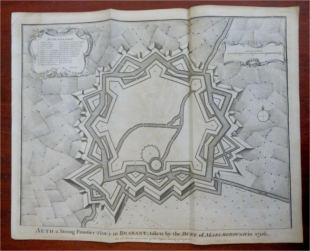 Ath Aeth Brabant Belgium Fortifications  c. 1745 Basire engraved city plan