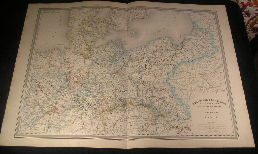 Kingdom of Prussia Brandenburg Silesia 1863 antique engraved hand color map