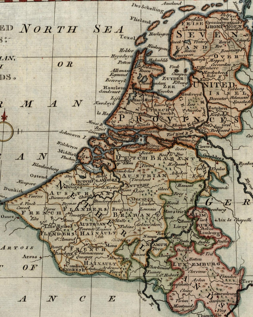 Netherlands United Provinces Nederland Belgium c.1778 Bowen lovely old map