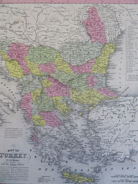 Ottoman Balkans Serbia Macedonia Bulgaria Albania 1850 Cowperthwait Mitchell map