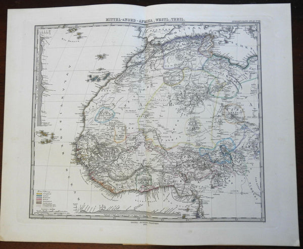 West Africa Moroco Algeria Guinea Senegal Guinea 1876 Stieler detailed map