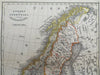 Scandinavia Sweden Norway Baltic Sea c. 1844 A. Baedeker scarce map