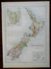 New Zealand North & South Island Tasmania Auckland Peninsula 1876 fine large map