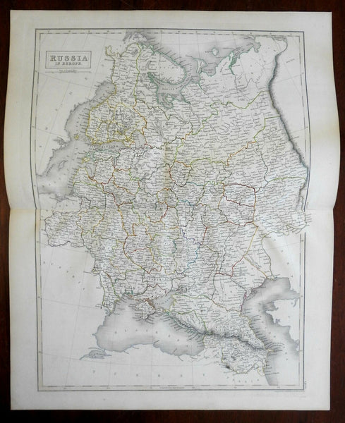 Russian Empire Poland Ukraine Crimea Astrakhan Caucasus 1841 Hall engraved map