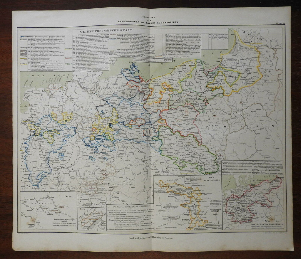 Kingdom of Prussia Germany Westphalia Brandenburg 1848 Mahlmann historic map