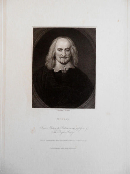 Thomas Hobbes British Philosopher c. 1850's fine India Proof engraved portrait