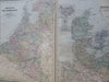 Belgium Netherlands Denmark Iceland 1889-93 Bradley folio hand color detail map