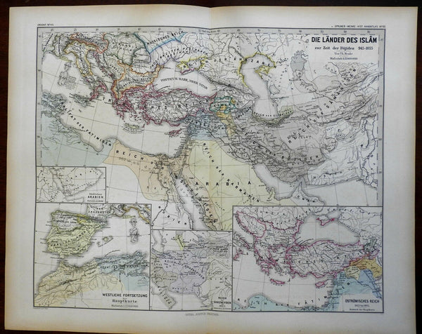 World of Islam 945-1055 Spain Egypt Bujiden Khalifa c. 1875 Spruner history map