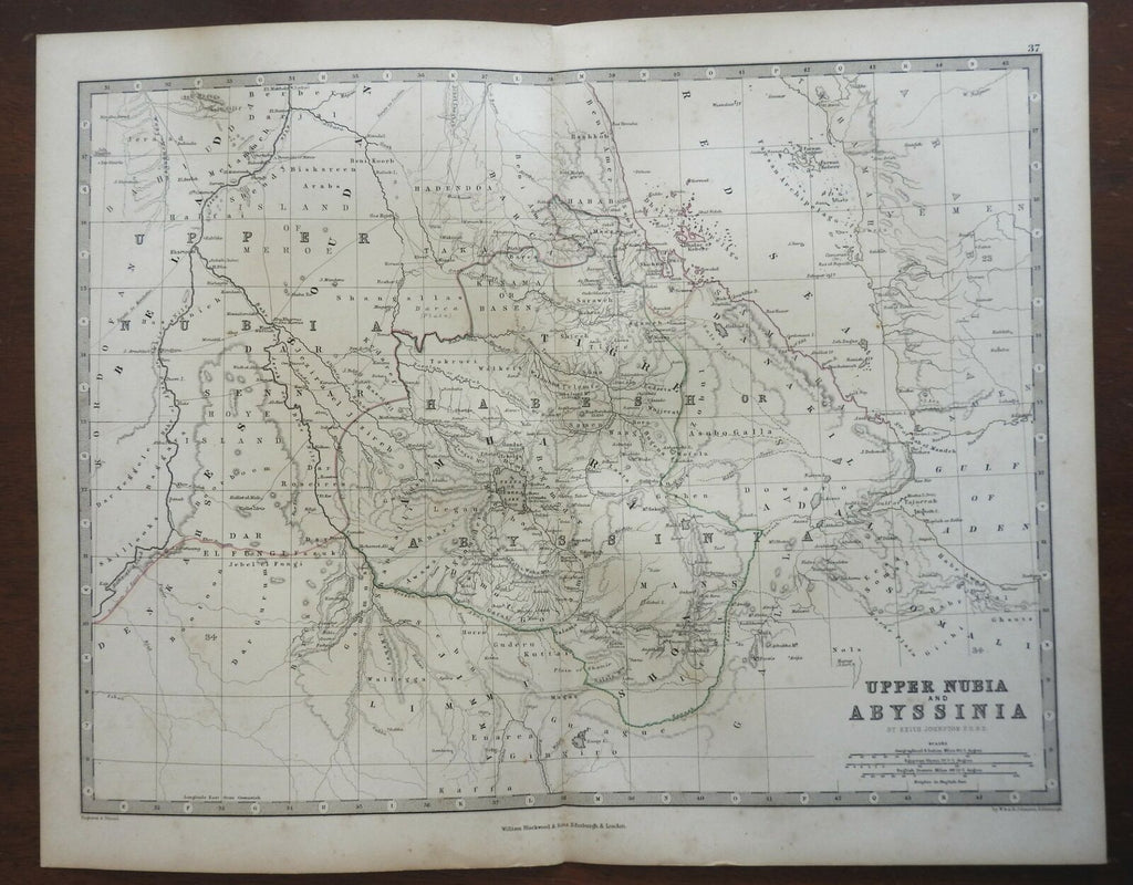Abyssinia Ethiopia Sudan Nubia Red Sea Nile River 1868 Johnston map