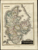 Denmark Scandinavia c.1821 Thomson Wyld Hewitt map original hand color outline