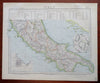 Central Italy Papal States Naples Rome Siena Elba 1883 Letts scarce map