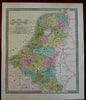 Belgium & Holland 1848 Greenleaf scarce engraved map hand color