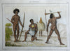 Warriors Vanikoro Island Solomon Islands Tattoos 1837 scarce French ethnic view