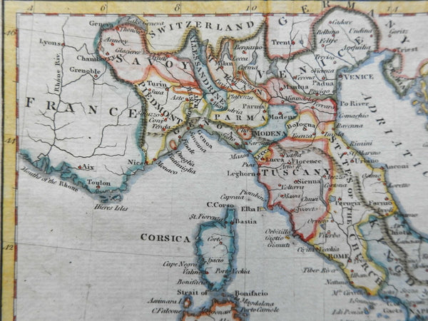 Italian Peninsula Piedmont Savoy Tuscany Papal States Naples 1802 engraved map