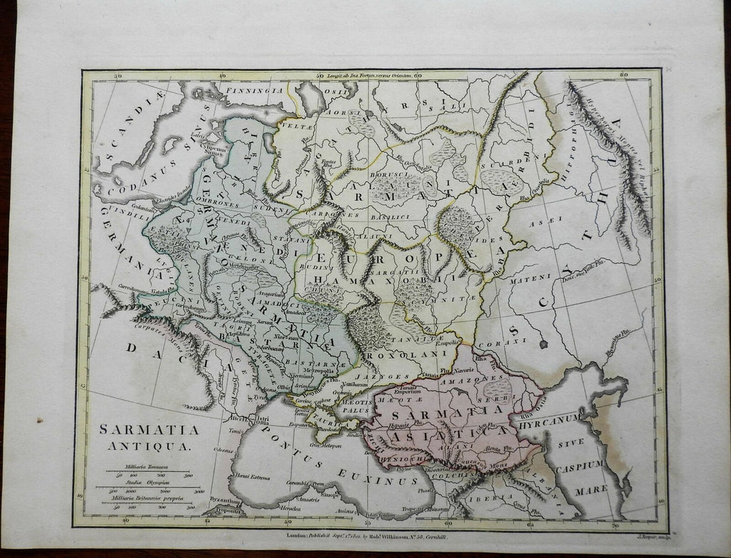Ancient Sarmatia Crimea Baltic Sea Amazons 1800 Wilkinson historical map