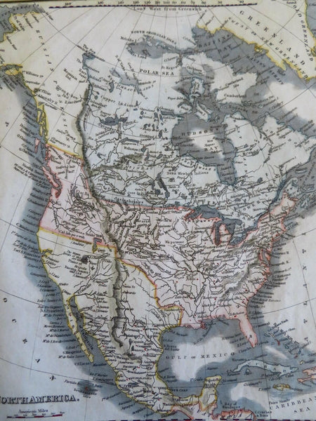 North America United States territorial boundaries c. 1830 Walker hand color map