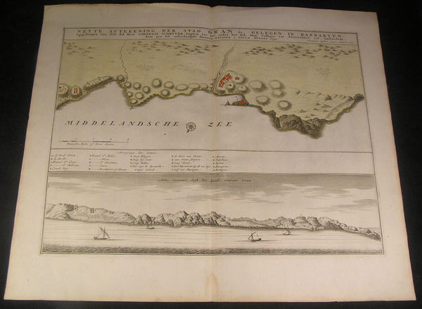 Oran Algeria Coast Mediterranean Sea North Africa 1732 Ottens fine antique map