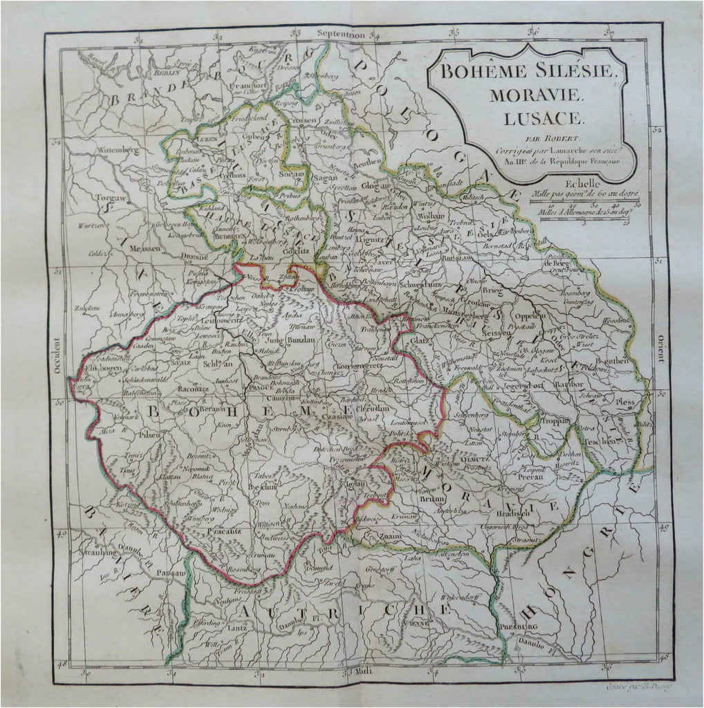 Bohemia Moravia Silesia Austria c. 1795-1806 Vaugondy Delamarche engraved map
