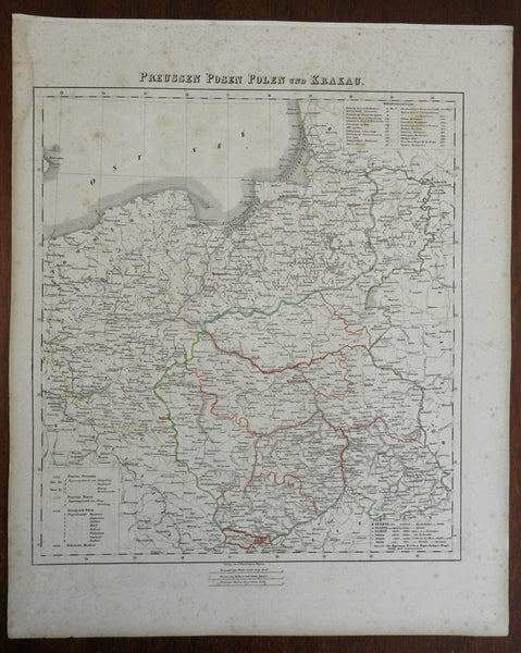 Kingdom of Prussia Poland Posen Warsaw Krakow Danzig Breslau 1844 Fleming map